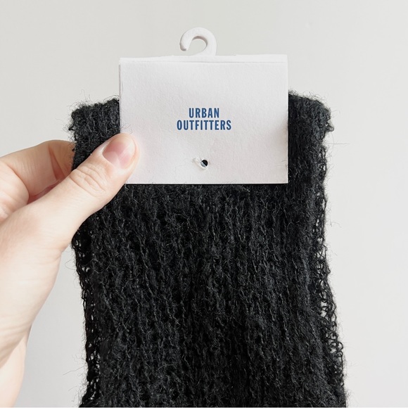 Black open knit bow sheer leg warmers - Picture 3 of 4